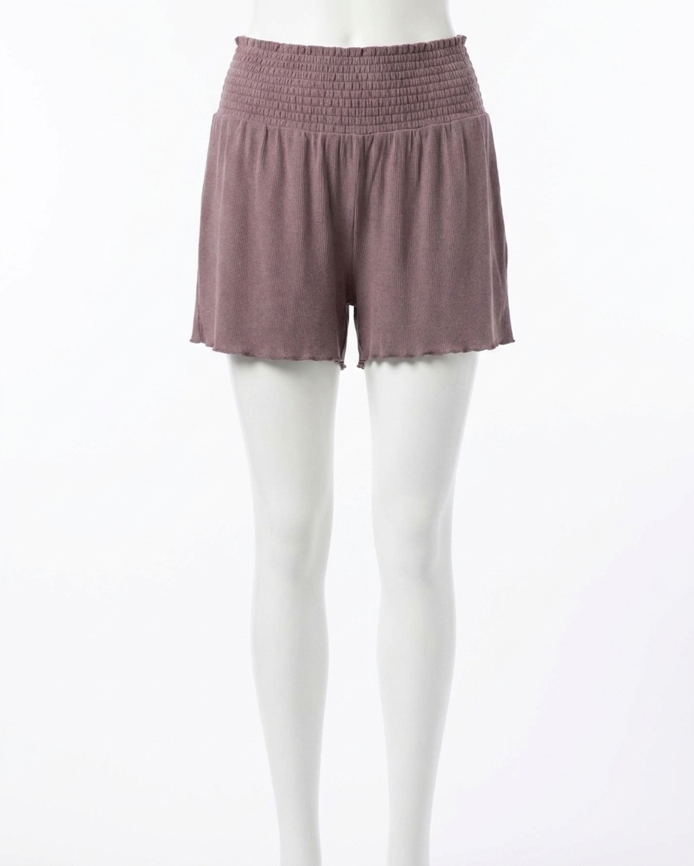 NEW GRACE AND LACE smocked ribbed lounge shorts in dusty plum